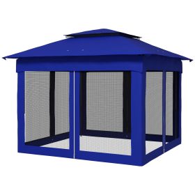 11 x 11 Pop-Up Canopy Gazebo Outdoor Patio Event Tent with Zipper Netting,Carry Bag, UV Protection for Backyard & Garden, Blue