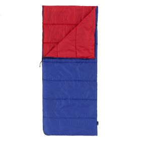 Youth warm weather rectangle sleeping bag - Blue Red (youth size 64" x 28")