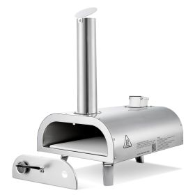 VEVOR Pizza Oven Outdoor, 12" Pellet Pizza Oven, Portable Pizza-Stove with Built-in Thermometer, Wood Fired Stainless Steel Pizza-Maker, for Back