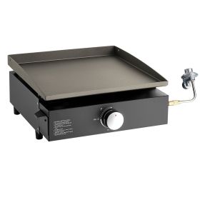 VEVOR Commercial Griddle, 16.9" Heavy Duty Manual Flat Top Griddle, Countertop Gas Grill with Non-Stick Cooking Plate, Steel Natural Gas Griddle