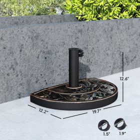20lbs Half Round Patio Umbrella Base Outdoor Decorative Resin Parasol Stand Holder ForPole, For Lawn, Deck, Backyard, Garden, Bronze (Option: Bronze)