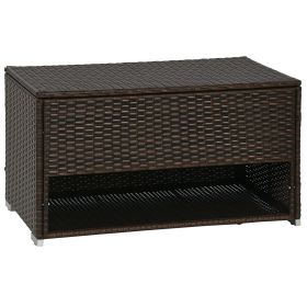 Outdoor Deck Box & Shoe Storage, PE Rattan Wicker Towel Rack with Liner for Indoor, Outdoor, Patio Furniture Cushions, Pool, Garden Tools, Brown (Option: Brown-1010x150x635 mm)