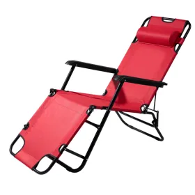 Portable Dual Purposes Extendable Folding Reclining Chair Red (Option: Defaulttitle)