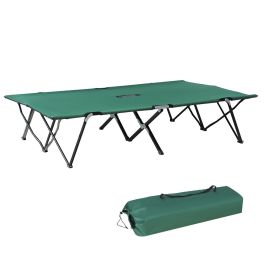 2 Person Folding Camp Cot for Adults, 50" Wide Outdoor Portable Sleeping Cot with Carry Bag, Elevated Camping Bed, Green (Color: Green)