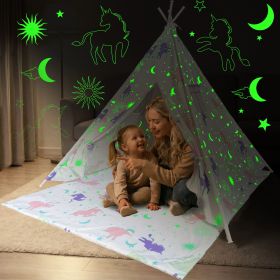 Teepee Tent for Kids Toddlers Girls Indoor and Outdoor White Tipi Childrens Slumber Party Pink Playhouse Child Reading Playroom Classroom Sleep O (Color: Unicorn With Mat)