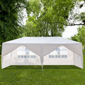 10x20ft White Canopy Tent with 4/6 Removable Sidewalls Outdoor PE Fabric Shelter Party Gazebo Heavy Duty Pavilion for Backyard Garden Event Weddi (size: 6-slices)