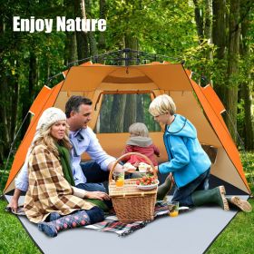 3-4 Person Easy Pop-Up Beach Tent UPF 50+ Portable Sun Shelter (Color: Orange)